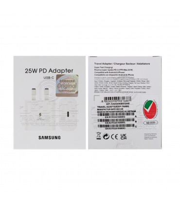شارژر سه شاخه فابریک سامسونگ 25 وات - بدون کابل