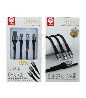 کابل شارژ 3 کاره (تایپ سی،اندرویدی و لایتنینگ به USB) کنفی برند یوشن مدل K32