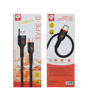 کابل شارژ چراغدار تایپ سی به USB کنفی برند یوشن مدل K65